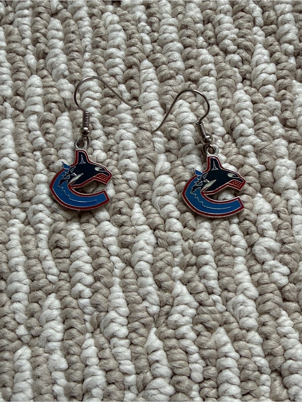 NHL Vancouver Canucks Red & Blue Logo Dangle Earrings